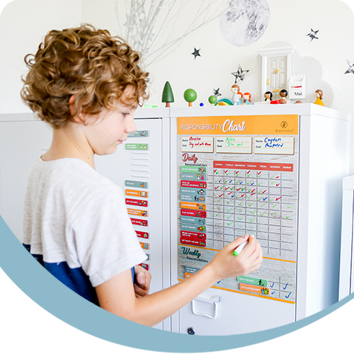 Eliminate nagging, power struggles, tantrums and frustration through a fully customisable magnetic responsibility chart.